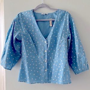 Madewell NWT! 3/4 sleeve top with Polka-Dots